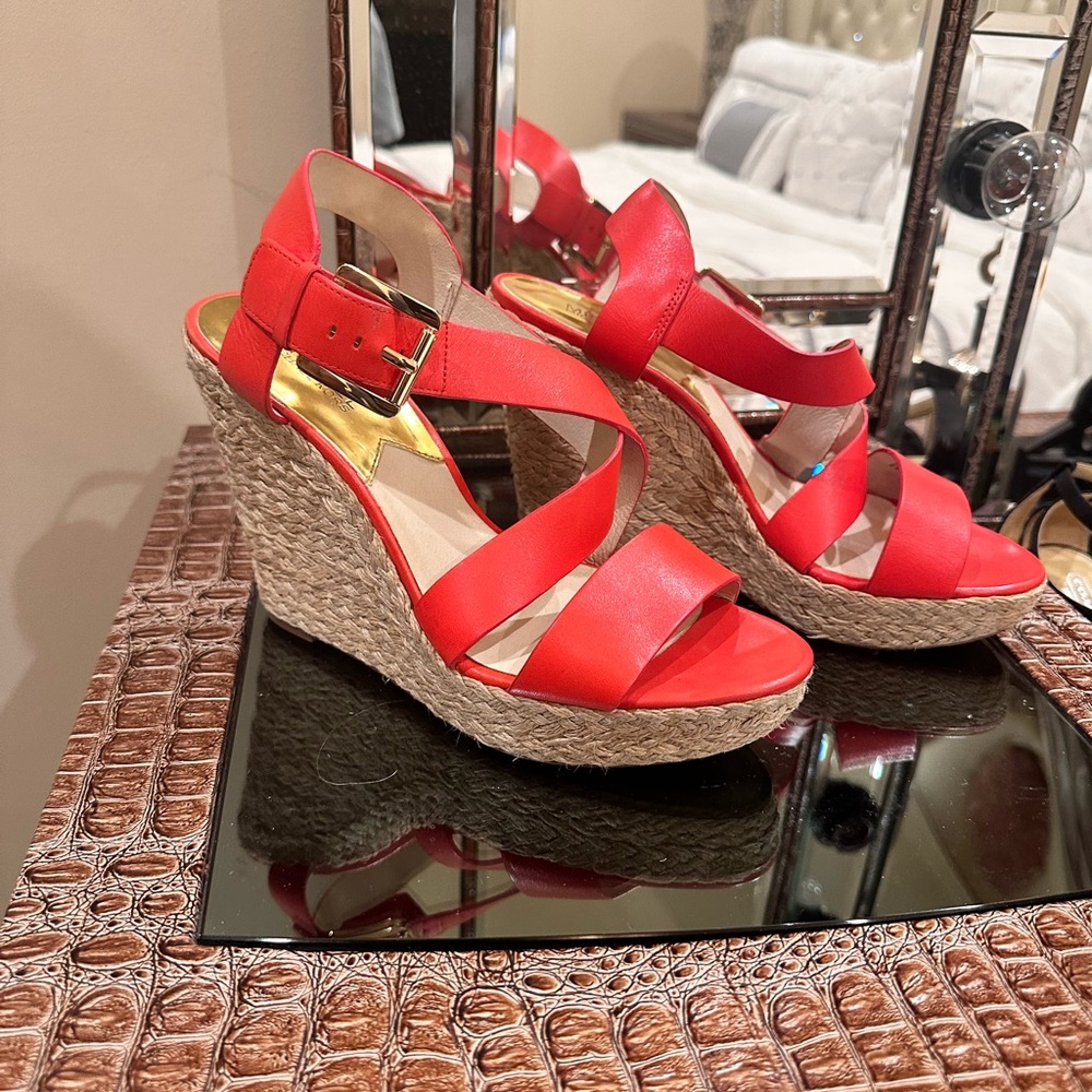 Michael Kors Red Wedge Sandals